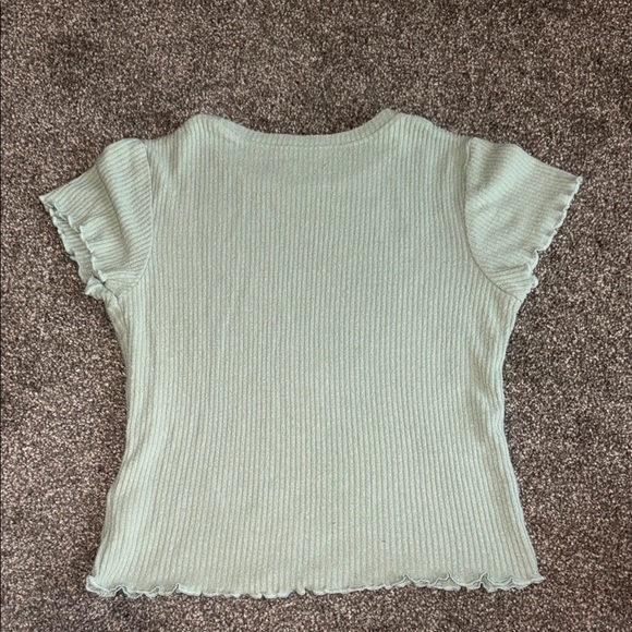 Harlow Green Ribbed Fitted Short Sleeve Tee - Picture 5 of 6